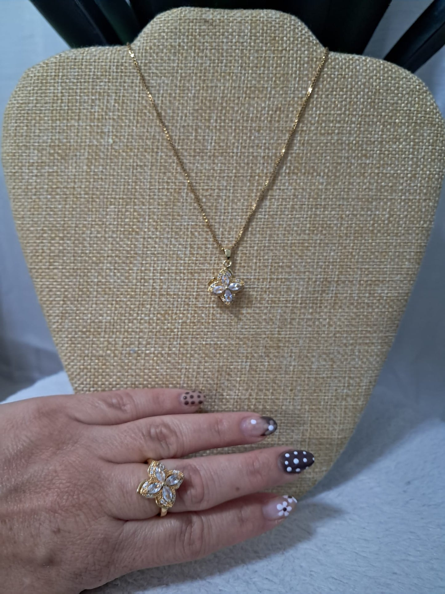 Golden Petal Necklace and ring