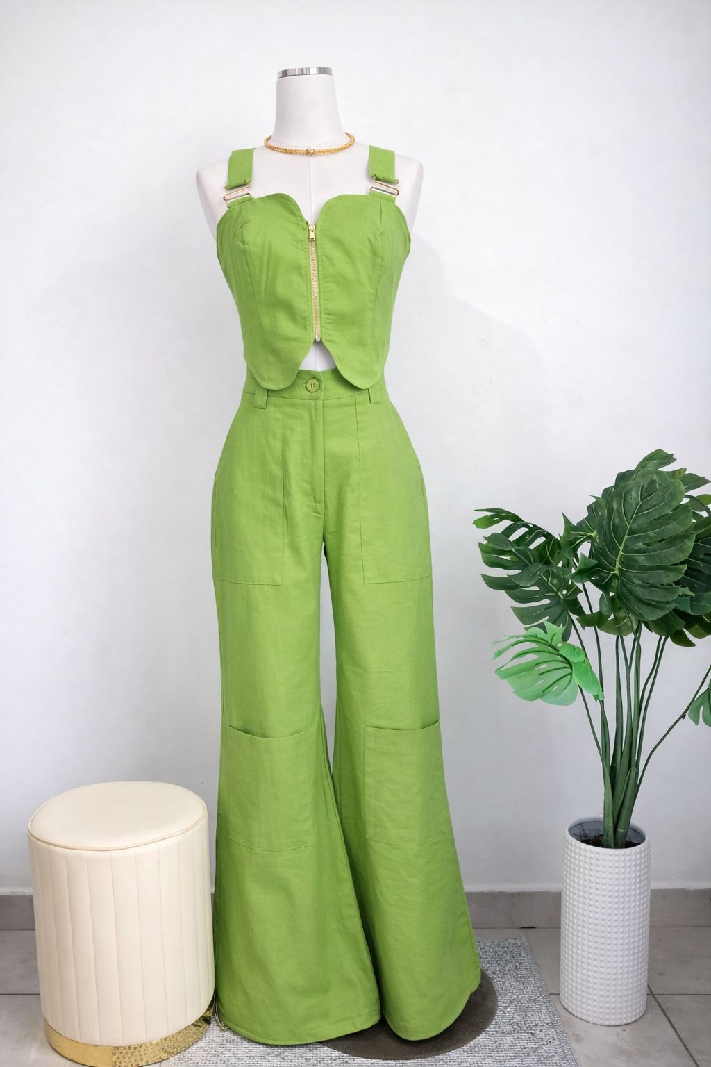 Lime Statement Wide-Leg Set