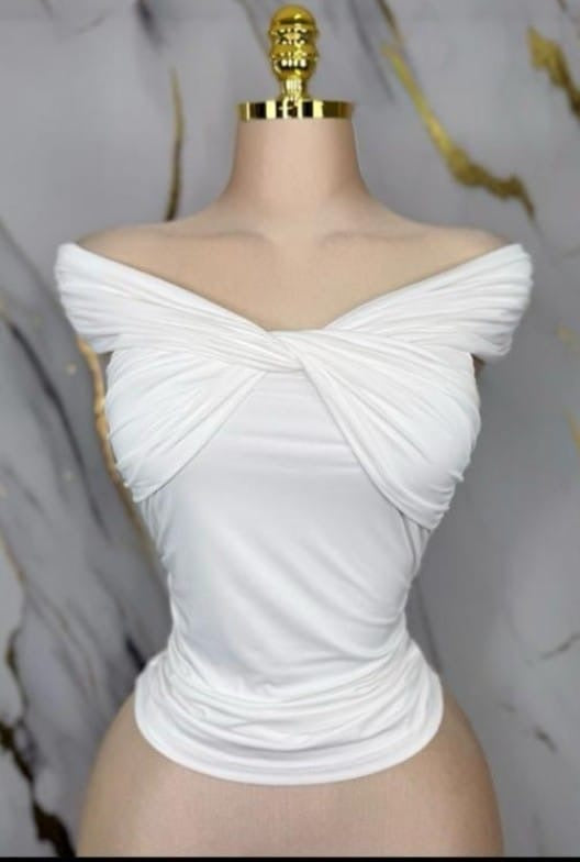 Off the shoulder white top