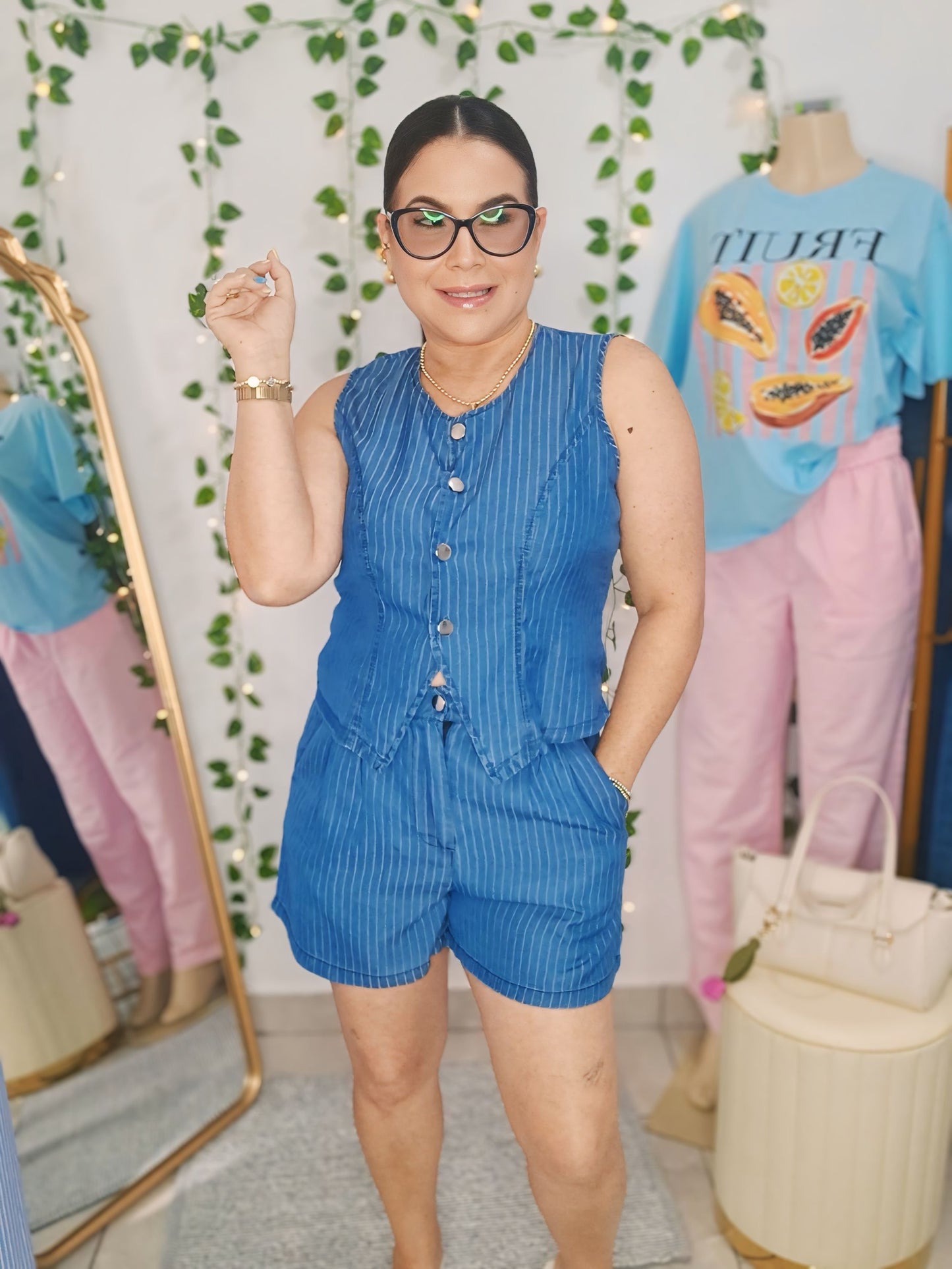Stripe denim set