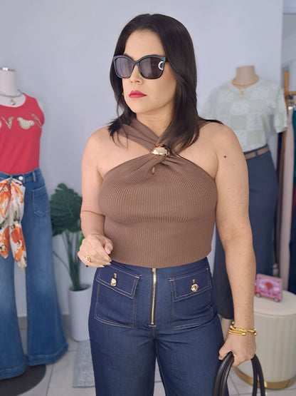 Brown detail top