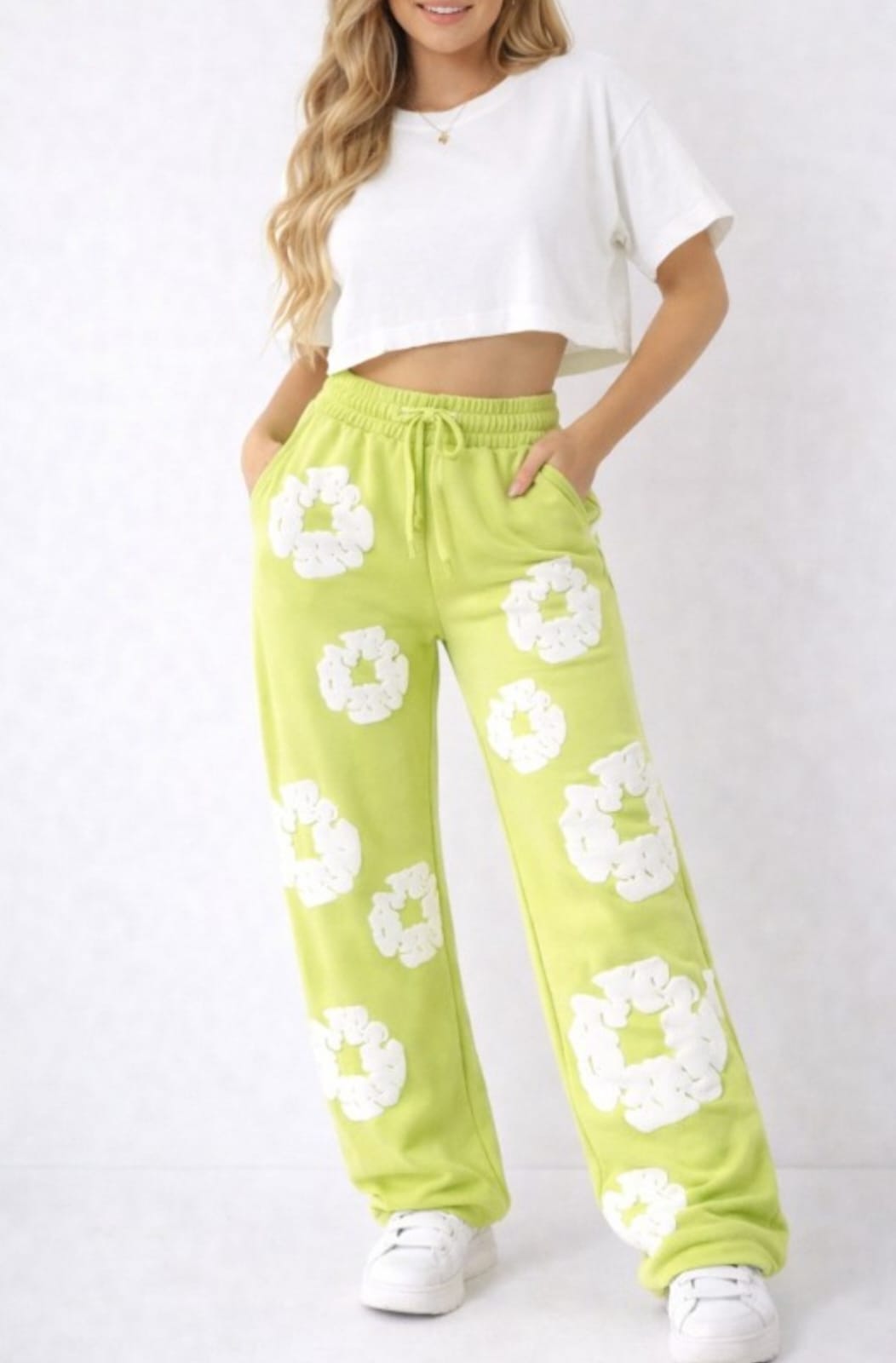 Flower high waist pant