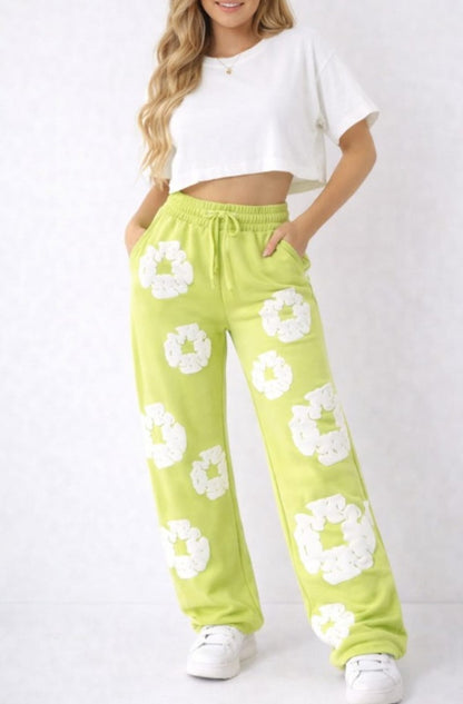 Flower high waist pant