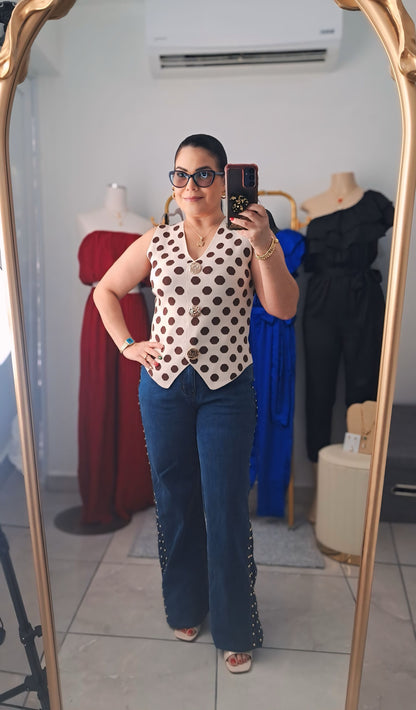 dots high waist perfect denim