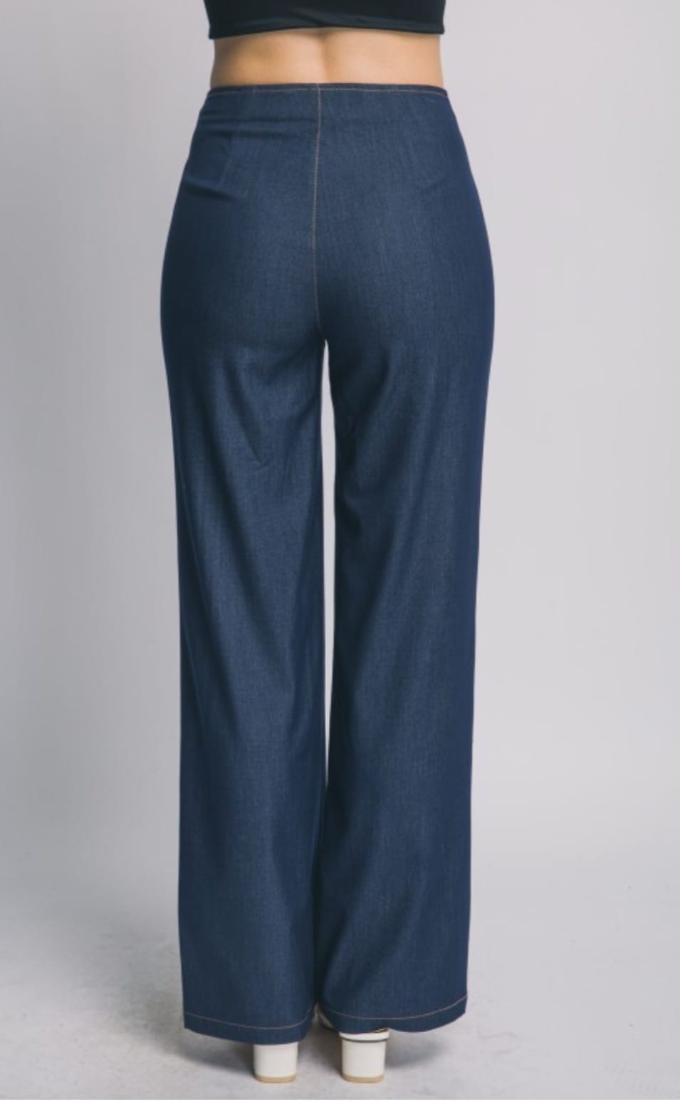 High waist denim zipper