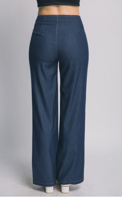High waist denim zipper