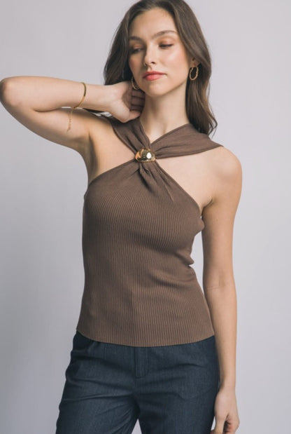 Brown detail top