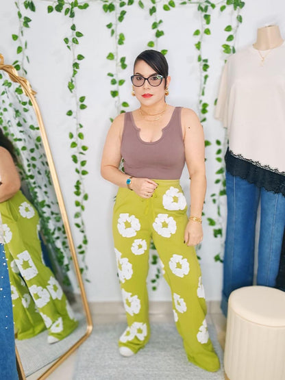 Flower high waist pant