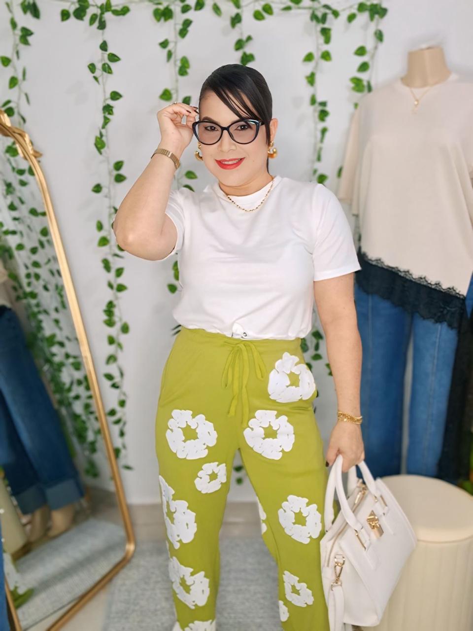 Flower high waist pant