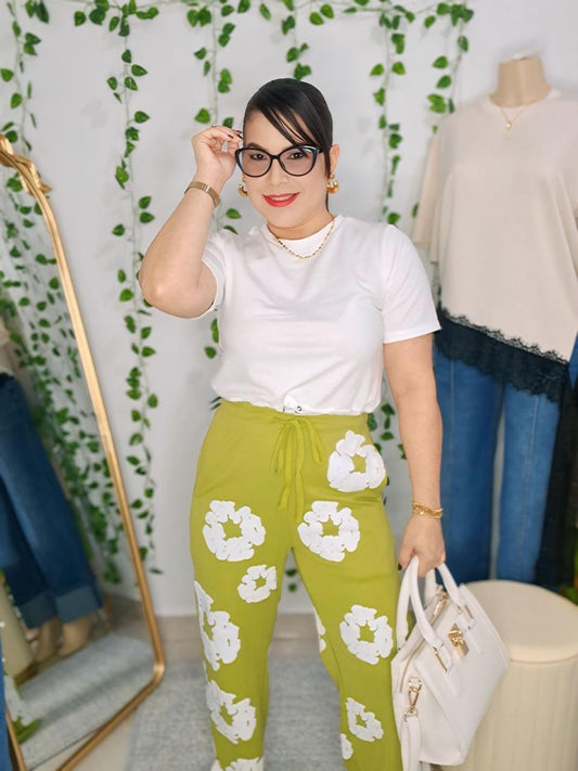 Flower high waist pant