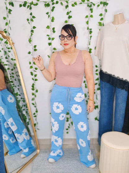 Flower high waist pant