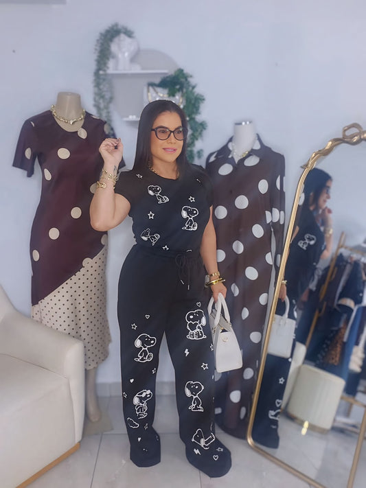 Set negro viajero Snoppy