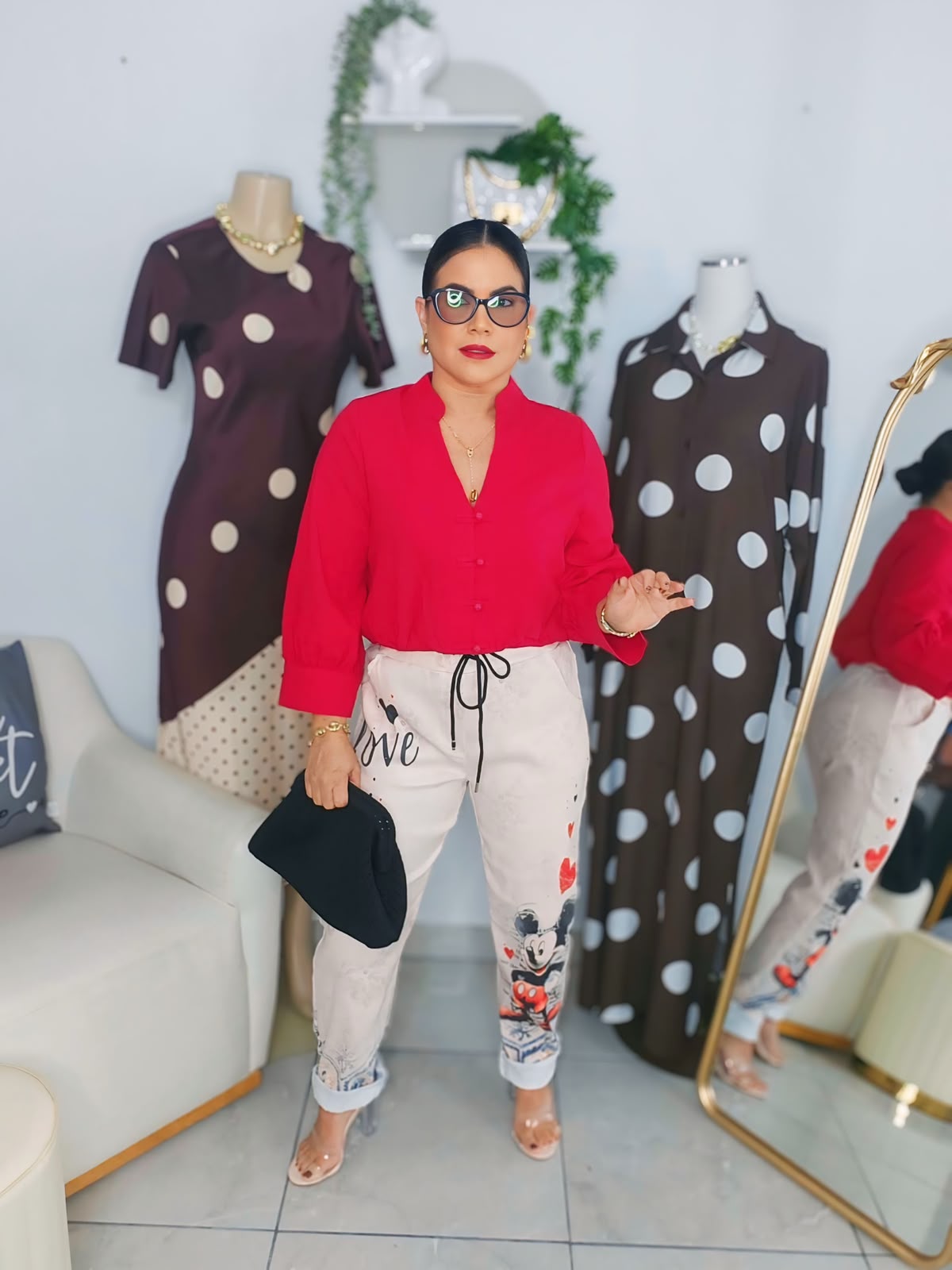 Button-Front Blouse