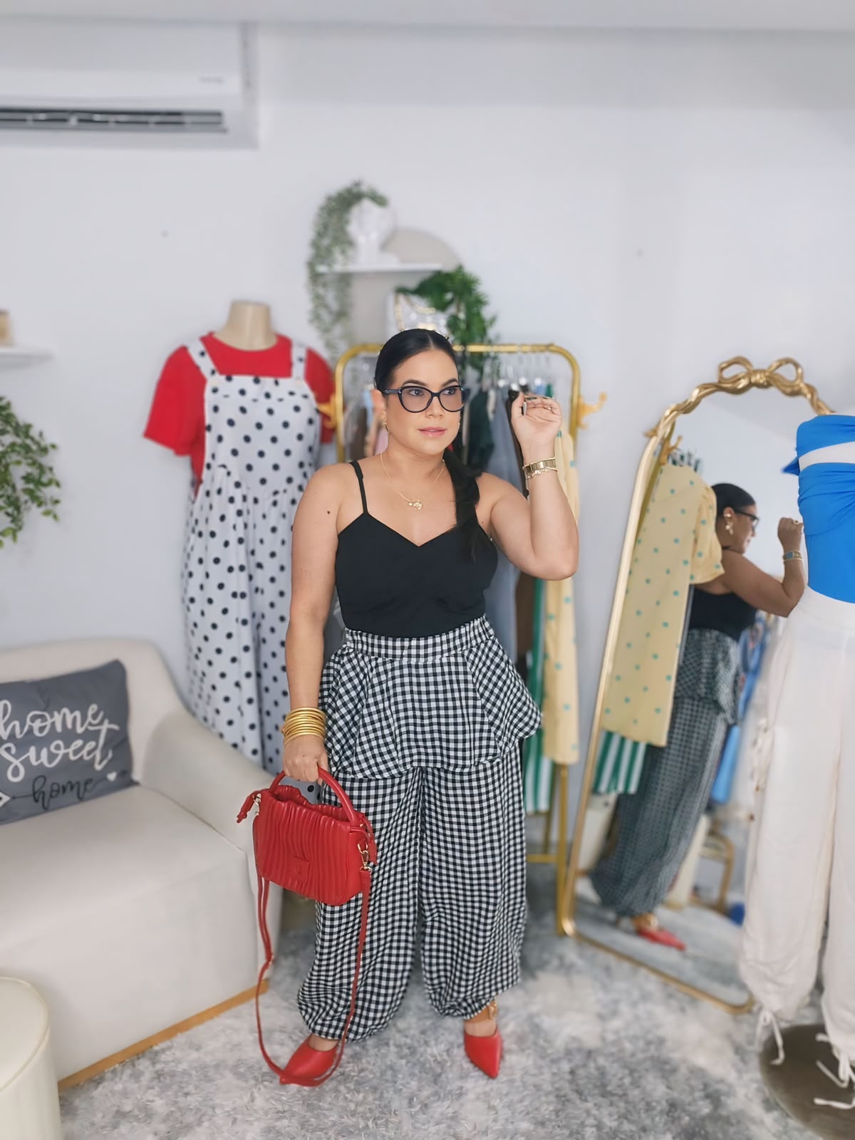 Pantalón Gingham Palazzo