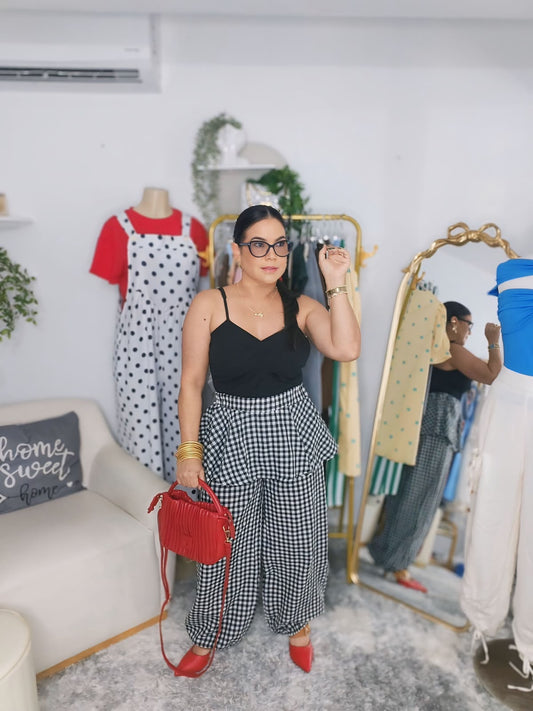 Pantalón Gingham Palazzo