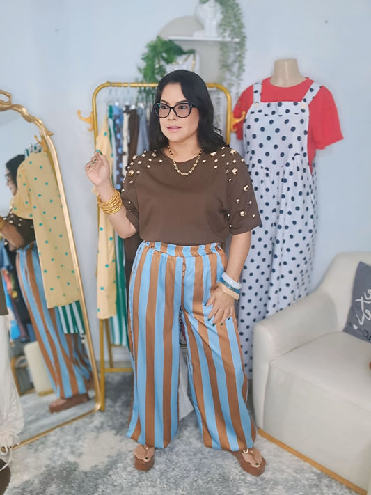 Blue Striped Jogger Pants