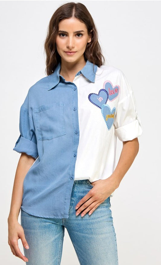 Camisa con detalles de corazón