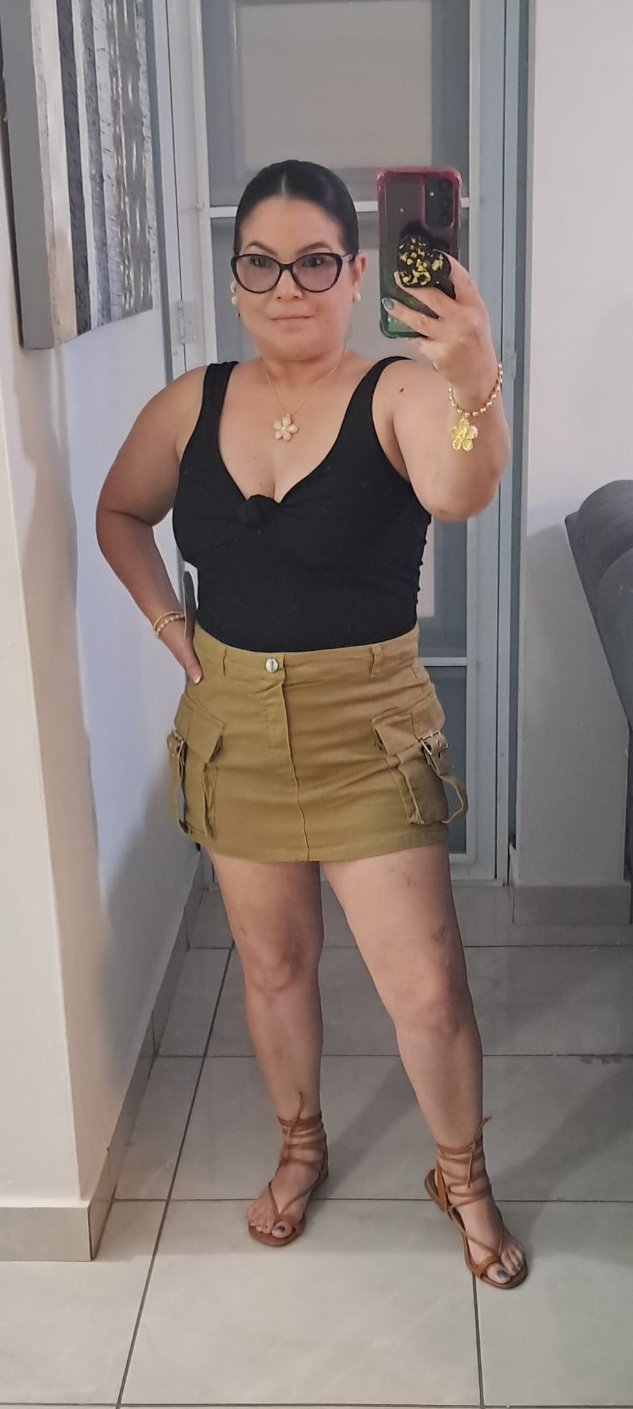 Camel skort