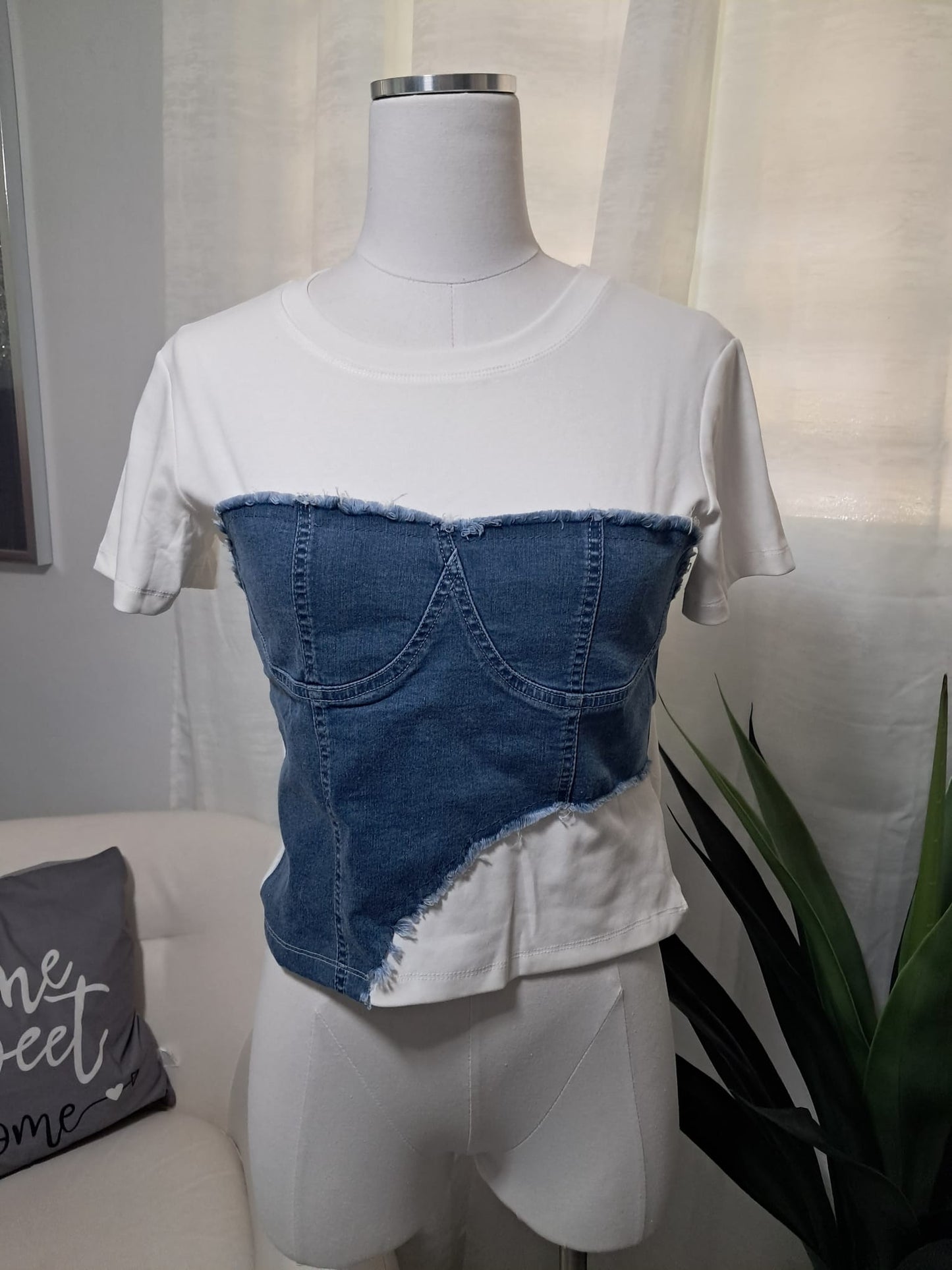 Top detalle denim