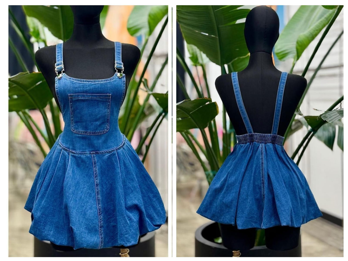 Denim ballom mini dress