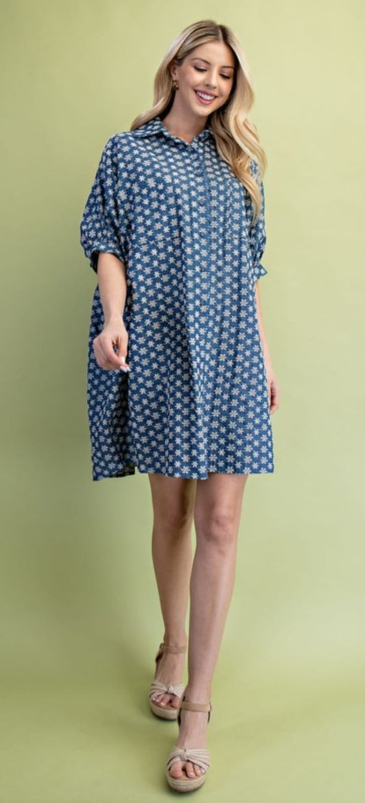Blue shirt dress