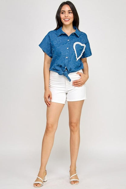 Camisa denim con corazon