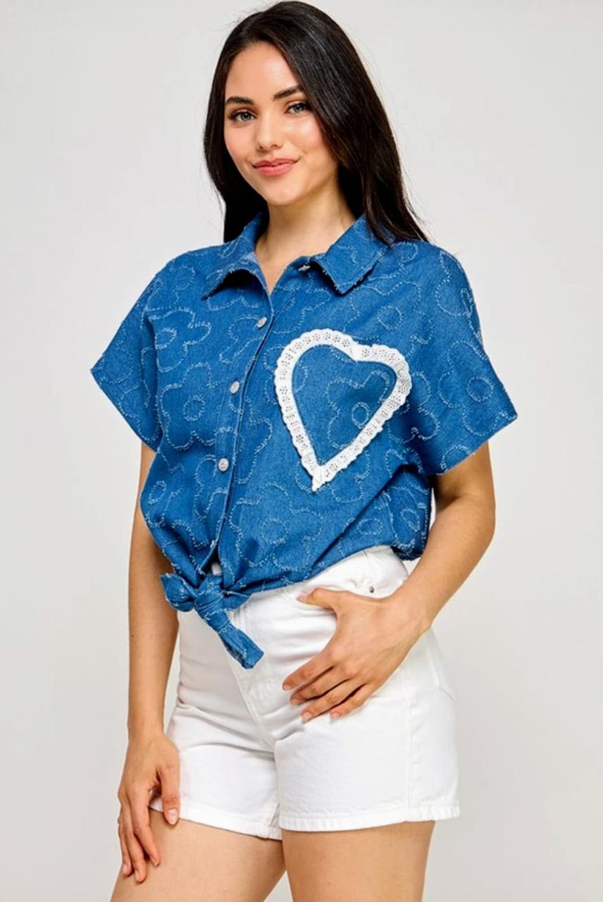 Camisa denim con corazon