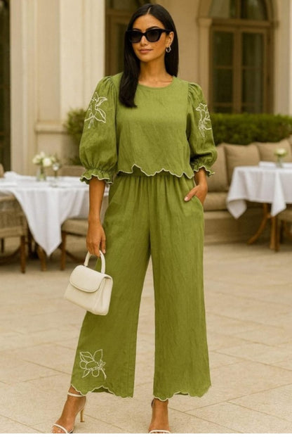 Embroidery details green set