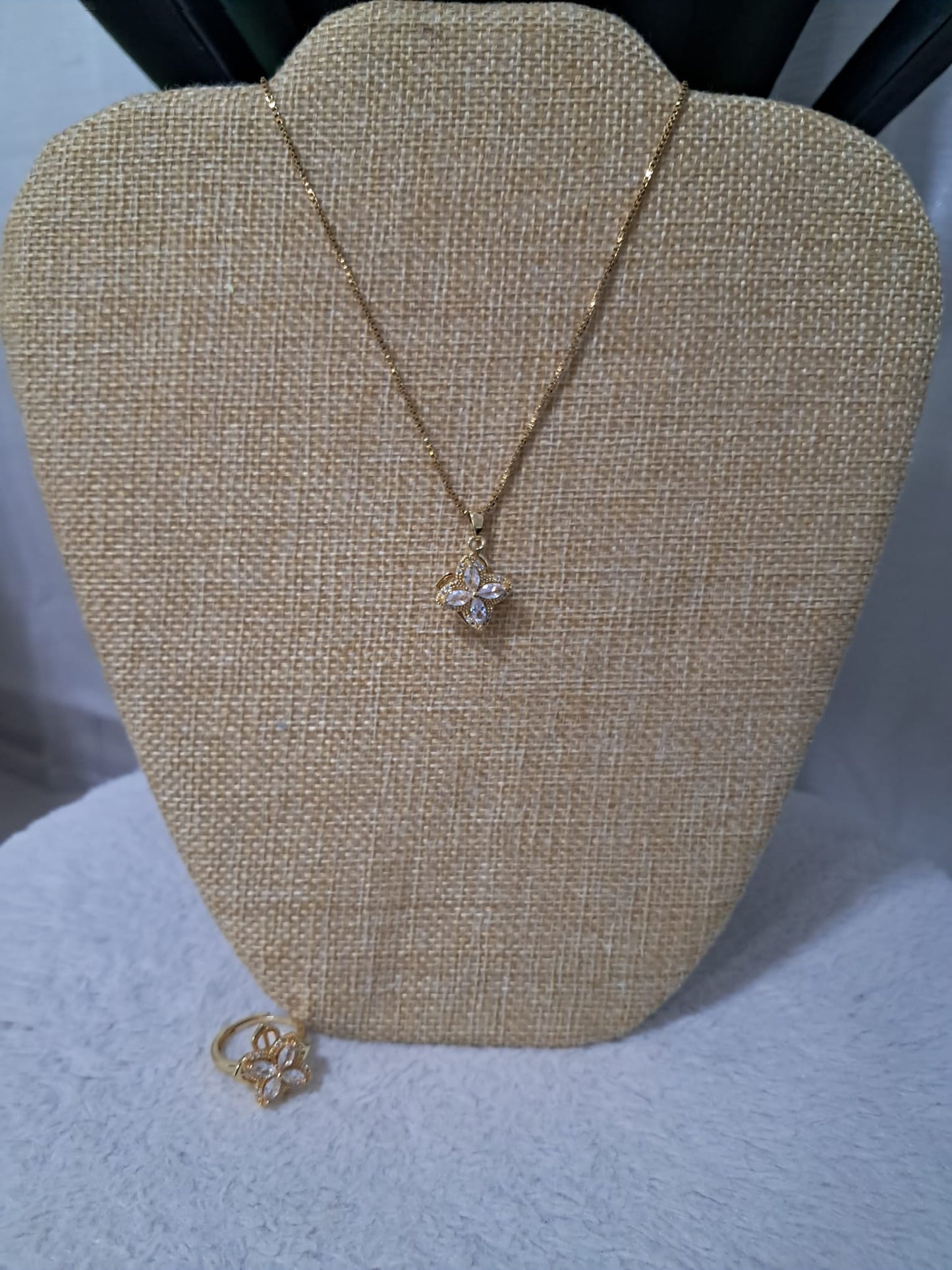Golden Petal Necklace and ring