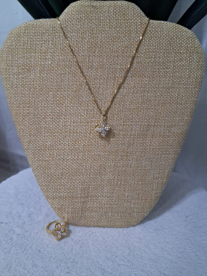 Golden Petal Necklace and ring