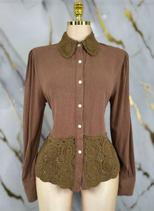 Brown crochet top