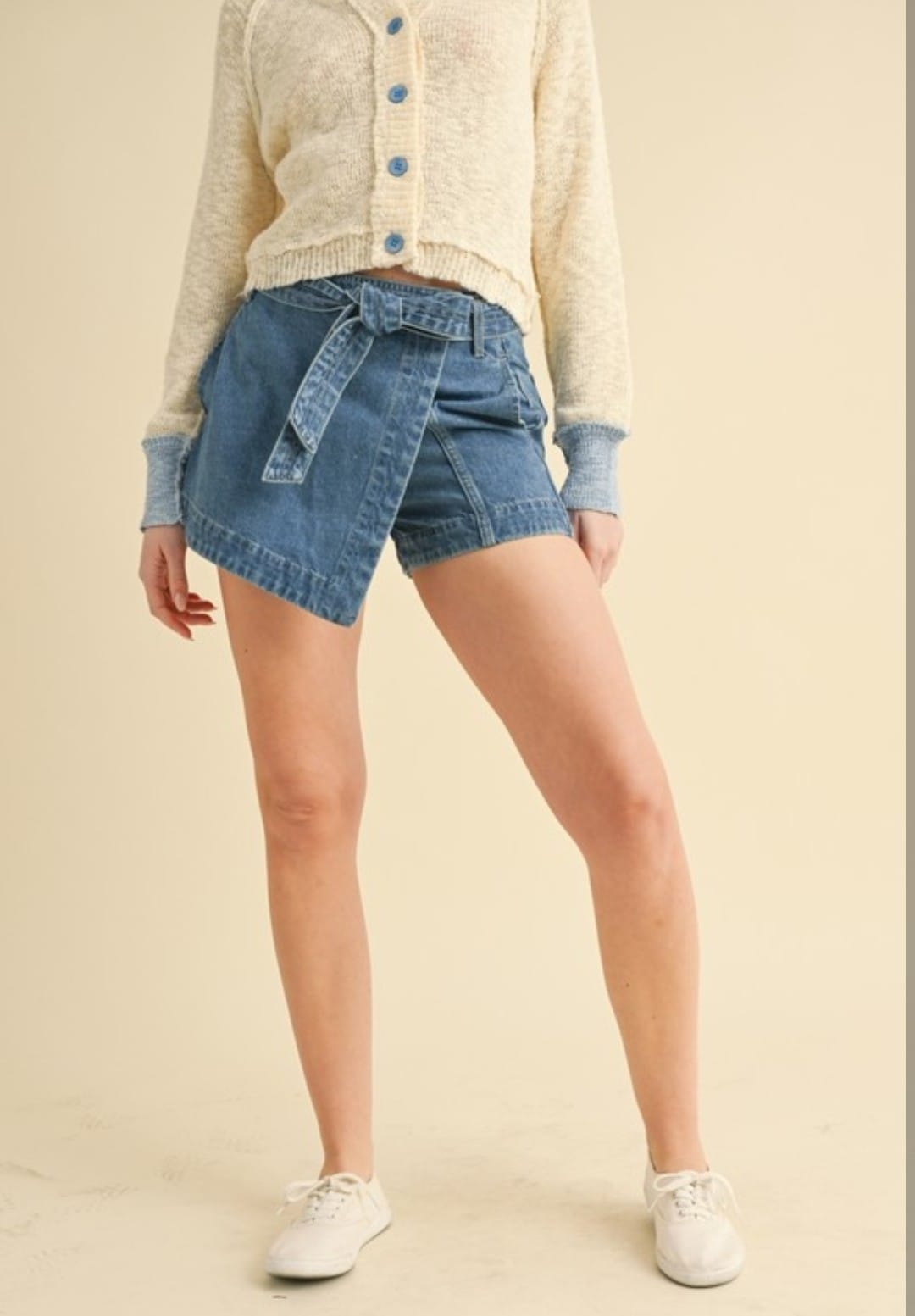falda-short denim cruzada