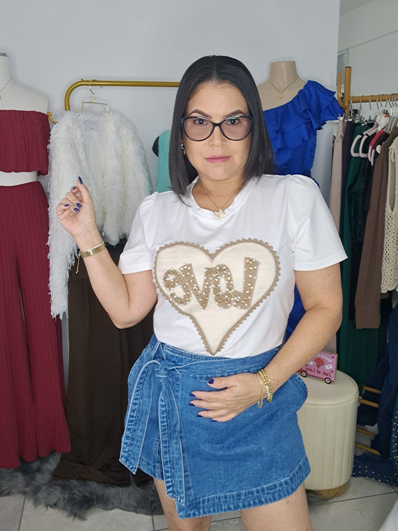 falda-short denim cruzada