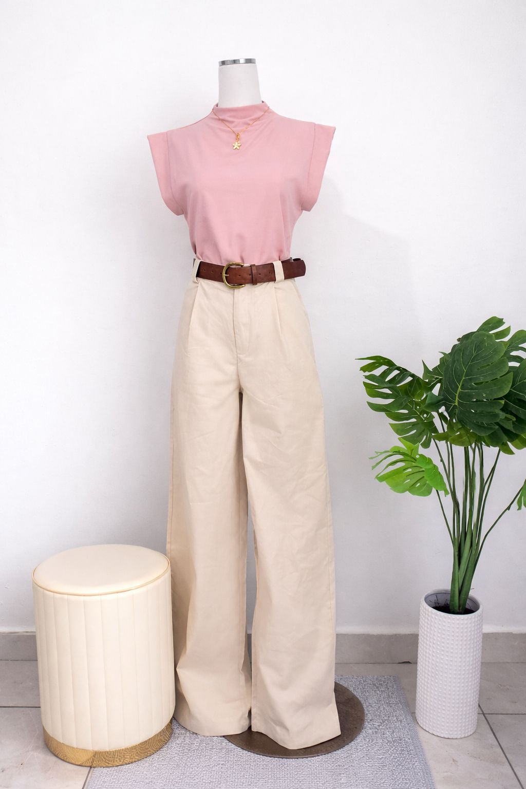 high waist belt pant