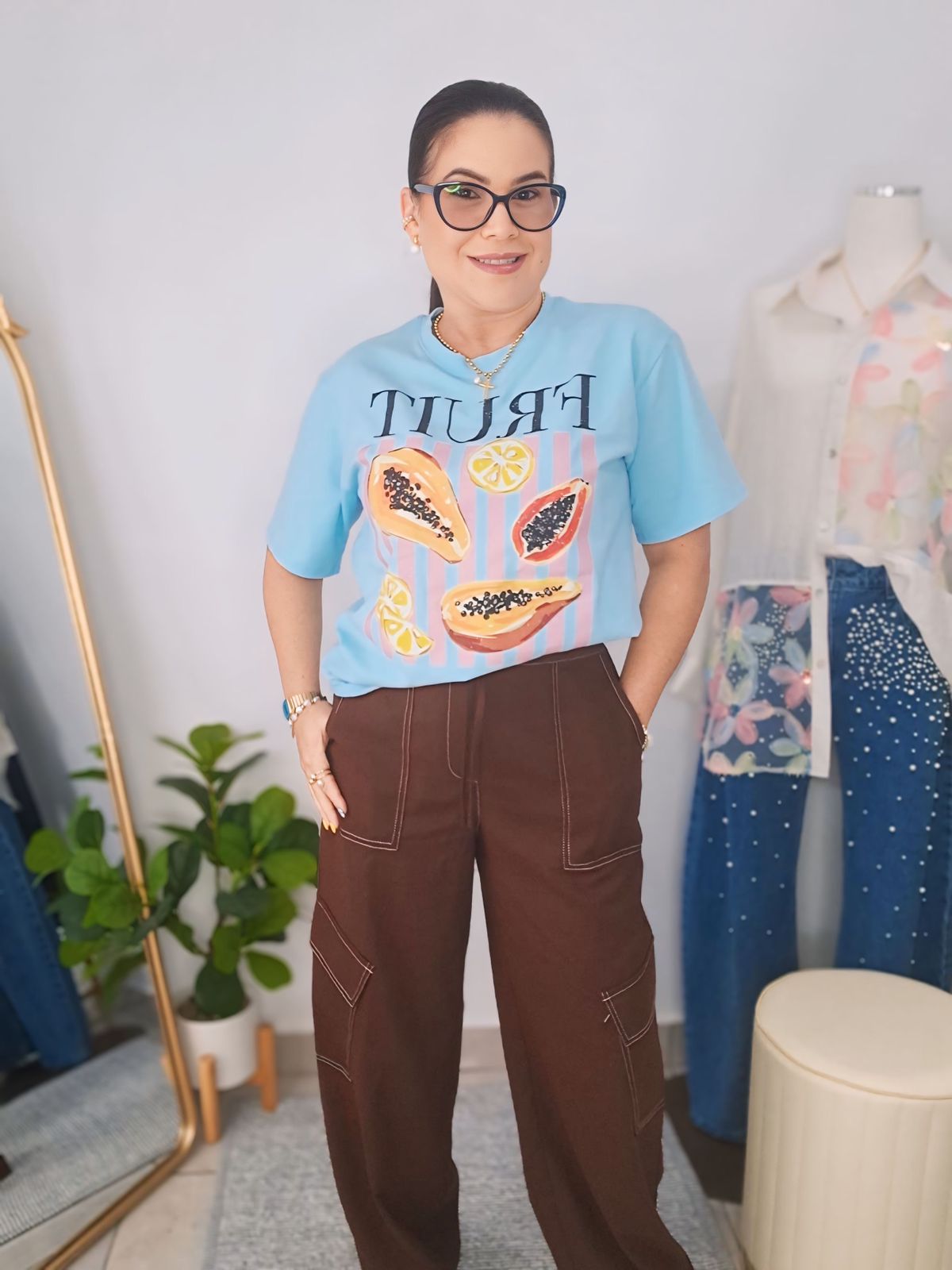 Papaya blue top