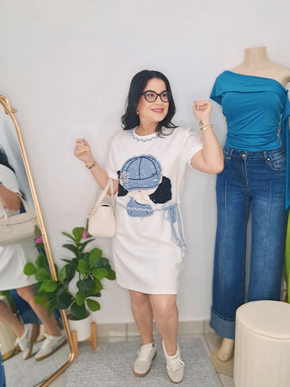 Shirt dress denim details