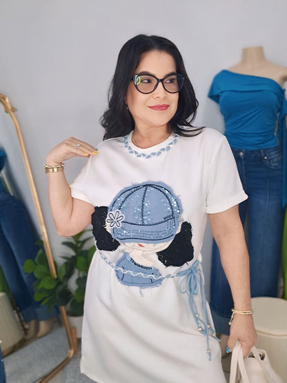 Shirt dress denim details