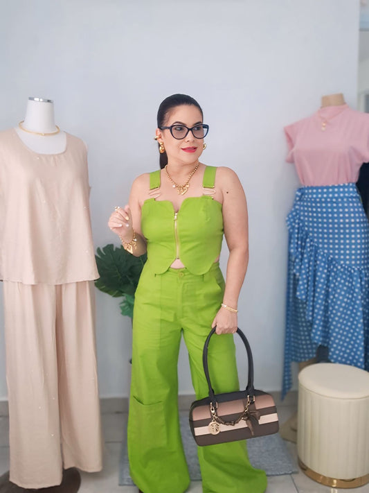 Lime Statement Wide-Leg Set