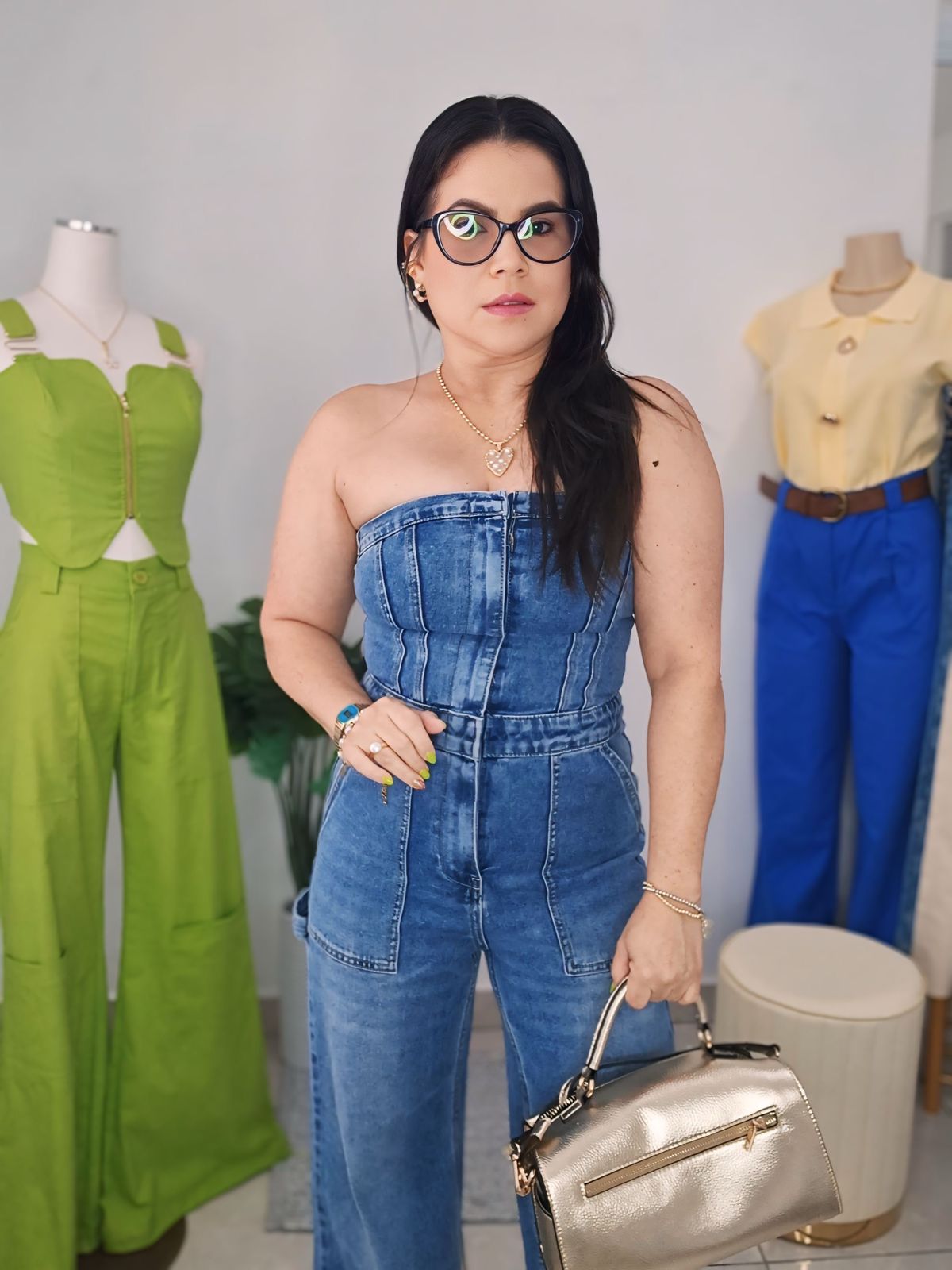 Strechy denim jumpsuit