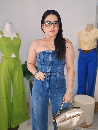 Strechy denim jumpsuit