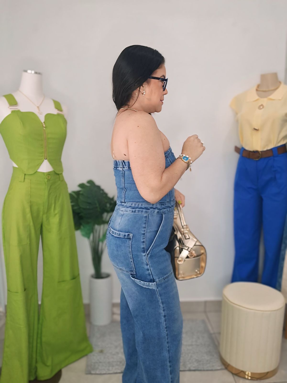 Strechy denim jumpsuit