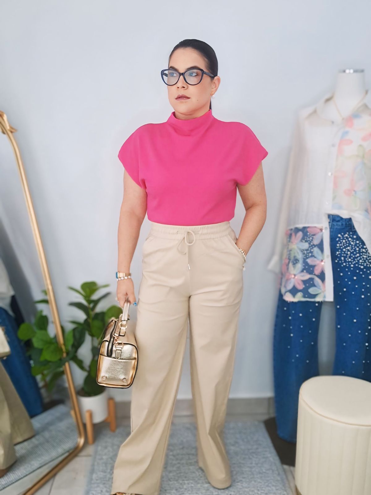 Beige High waist pant