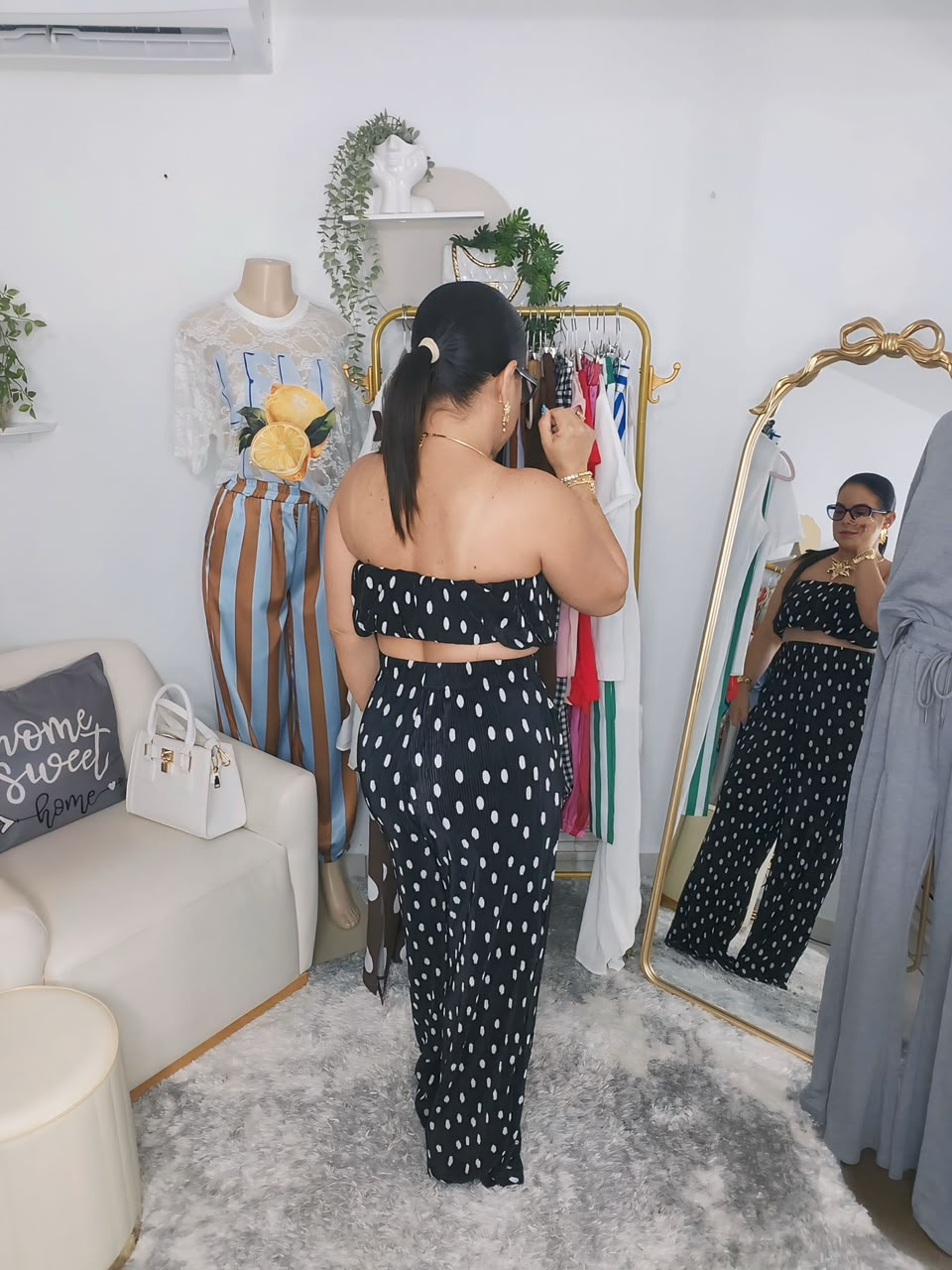 Set Crop Top y Pantalón Polka Dots