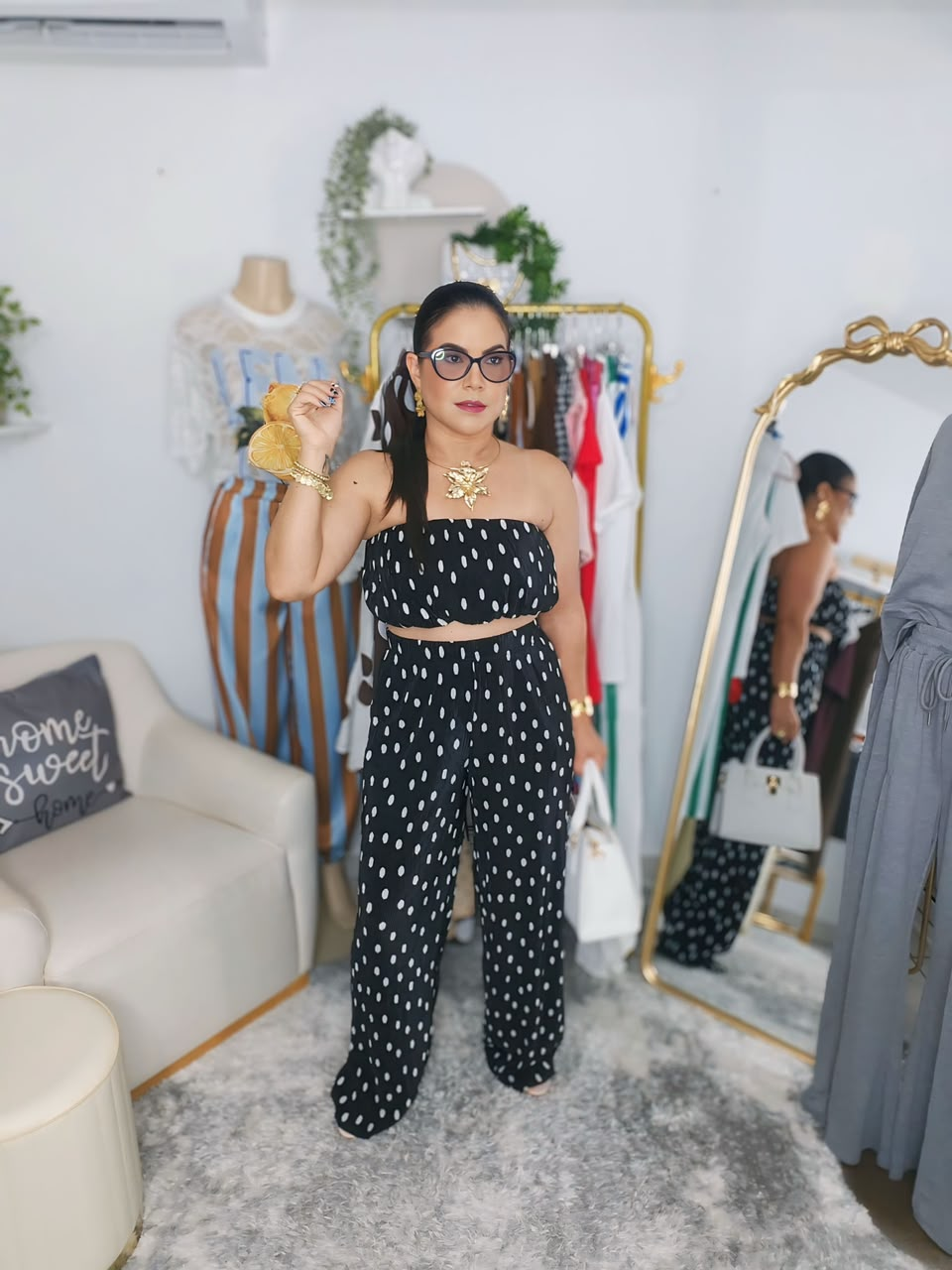 Set Crop Top y Pantalón Polka Dots