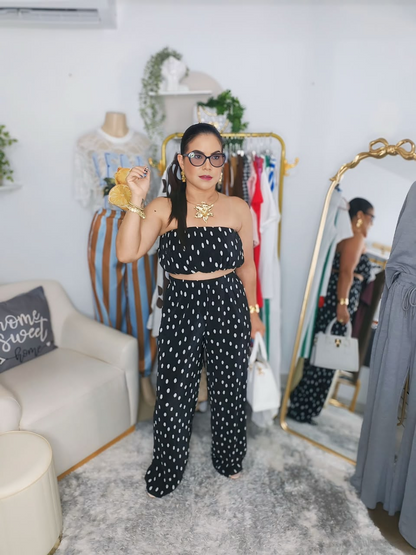Set Crop Top y Pantalón Polka Dots