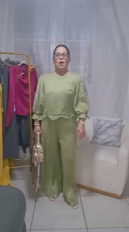 Embroidery details green set